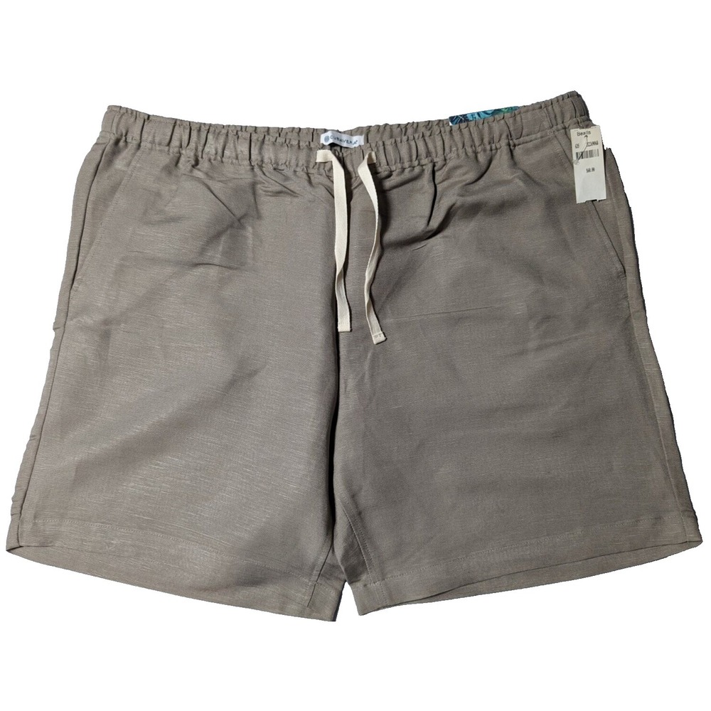 CUBAVERA Men XL Timber‎ Wolf LINEN Viscose Blend Pull-On Drawstring Shorts NEW
